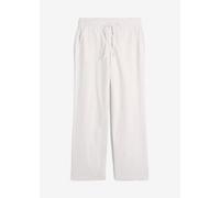Leinenhose BONPRIX, Damen, Gr. 50, N-Gr, weiß, Web, Obermaterial: 55% Leinen, 45% Baumwolle, unifarben, loose fit lang, Hosen Leinenhose, Loose Fit, mit Kordelzugbund, mit Eingrifftaschen, mit Gesäßta