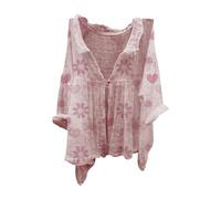 Leinen Oberteil Damen, Deals of The Day Women, Leinenbluse Leinen Shirt Leinenhemd Langarm Tshirt V Ausschnitt Bluse Tunika Große Größen Oberteile Sommeroberteile Sommerblusen Leicht