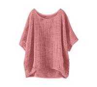 Leinen Oversize Bluse Kurzarm Damen Elegant T-Shirt Basic Einfarbige Tunika Shirt Hawaiihemd Teenager Mädchen Streifen Hemd Longbluse Schwarz Tshirt Bedruckt Hemdbluse Weiss Katzen