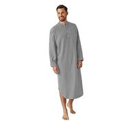 Leinen-Robe Herren Kaftan Lang Nachtwäsche Sommer Leicht-Bademantel Langarm Herrenhemd Stehkragen Schlafanzug Große Größen Luftig Nachthemd Dünn-Bademäntel/Reisebademantel Männer Hausanzug
