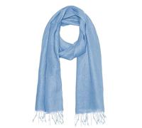 Leinen Schal für Damen und Herren aus 100% Leinen - leicht und atmungsaktiv - Sommerschal - Fransen-Schal (Hell-Blau)