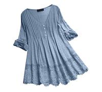 Leinen Shirt Damen, Leinenbluse Damen Langarm Tunika Sommer Lang Leinen Shirt Oversized Oberteile Baumwoll Leinenshirt Musselin Bluse Blumen Longshirt Meine Letzte Bestellungen Anzeigen 2025