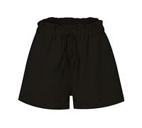 Leinen Shorts Damen High Waist Tunnelzug Plissiertes Sommer Shorts Baumwoll Leinen Hotpants Kurz Elastische Taille Laufshorts Elegant Strand Shorts Locker Harem Shorts Palazzo Hose Kurze