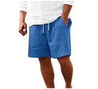 Leinen Shorts Herren Dünn, Sommer Kurze Hosen Herren Sport Leinenhose Slim Fit Kurz Stretch Bermuda Chino Shorts Mit Taschen Freizeithose Mit Gummizug Kordelzug Sommerhose Sport Shorts Luftige