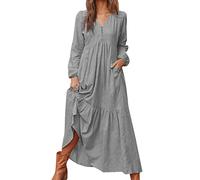 Leinen Sommerkleid, Damen Strandkleid, Sommerkleider Leicht Und Luftig Leinenkleid, Große Größen Kurzärmel Leinenkleider Einfarbig Frauen Bohokleid Moderne Funky Leinen Sommer Kleider Für Women