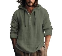 Leinen-Sweatshirt Herren Mit Kapuze Ohne Taschen: Herren T Shirt Langarmshirt Sommer Pullover Atmungsaktiv Kapuzenpullover Loose Fit Sweatshirts Dünn Oberteil/Sportshirt/Sommerhemd/Baumwollhemd