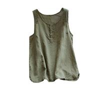 Leinen Tank Top Damen Elegant,Leinenbluse Damen Sommer,Blusentops Damen Ärmellose Rundhals Tshirt Einfarbig Weste Bequem Tanktops Locker Oberteile Sporttop Frauen Leinen Tunika Große Größe S-5XL