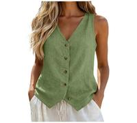 Leinen Tank Top Damen Sommer Lassig Leinenbluse Einfarbig Elegant Tanktop Baumwolle Oversized Blusen & Tuniken für Damen Freizeit Leichte Leinenweste Loose Basic Frauen Oberteile Casual Weste