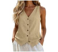 Leinen Tank Top Damen Sommer Lassig Leinenbluse Einfarbig Elegant Tanktop Baumwolle Oversized Blusen & Tuniken für Damen Freizeit Leichte Leinenweste Loose Basic Frauen Oberteile Casual Weste