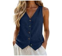 Leinen Tank Top Damen Sommer Lassig Leinenbluse Einfarbig Elegant Tanktop Baumwolle Oversized Blusen & Tuniken für Damen Freizeit Leichte Leinenweste Loose Basic Frauen Oberteile Casual Weste