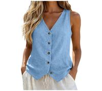 Leinen Tank Top Damen Sommer Lassig Leinenbluse Einfarbig Elegant Tanktop Baumwolle Oversized Blusen & Tuniken für Damen Freizeit Leichte Leinenweste Loose Basic Frauen Oberteile Casual Weste