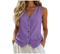 Leinen Tank Top Damen Sommer Lassig Leinenbluse Einfarbig Elegant Tanktop Baumwolle Oversized Blusen & Tuniken für Damen Freizeit Leichte Leinenweste Loose Basic Frauen Oberteile Casual Weste