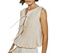 Leinen-Tanktop mit Schnürung vorne, ärmellos, mit Schleife, Y2K, Leinen-Tanktop mit Schnürung vorne, offenes Leinen-Top zum Binden, für Damen, zum Ausgehen, Sommer, Streetwear, BGE, S