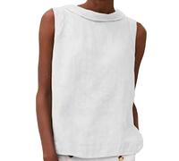 Leinen Top Damen Ärmellos - Leinenhemd Damen Sommer, Einfarbige T-Shirts Bequeme Sommerbluse Elegant Ohne Arm Sommershirts Leicht Hemdbluse Rundhals Damenoberteile Blusenshirt Off Shoulder Leinentop