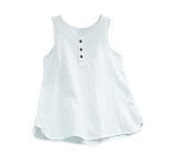 Leinen Top Damen Sommer -Tank Top Damen Baumwolle -Leinenbluse Damen Elegant Blusentops Ärmelloses Knopfleiste Oberteile Tshirt Rundhals Tunika Bluse Weste Tops Teenager Mädchen Tanktops Frauen