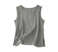 Leinen Top Damen Sommer Trägershirt Lässige Tank Top Leichte Sommertop Ärmellose Shirt Musselin Bluse Baumwolle Trägertop Locker Damentop Strand Leinentop Hawaii Shirts Teenager Mädchen