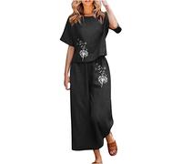 Leinenanzug Damen Zweiteiler Hosenanzug Hochzeit Festlich Elegant 2 Teilig Loungewear Einfarbig Sommer Outfits Streetwear Freizeitanzug Anzug Zweiteiler Tracksuit Set Damen