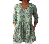 Leinenbluse Damen, Blusenshirt Langarm Sommer Leinen Shirt Sommerblusen Leicht Strand Tunika Luftig Boho Elegante Oberteile Tshirt Longshirt Blusen & Tuniken Für Damen