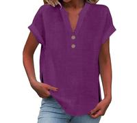 Leinenbluse Damen Elegante Baumwolle Leinen Tshirt Leinenshirt Lose Kurzarm Blusen Frau Longshirt Oversized Tee Teenager Mädchen Freizeit Longbluse Leinenhemd Große Größen Bluse Oberteile Top