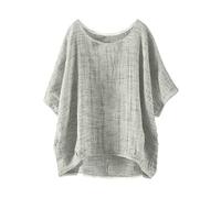 Leinenbluse Damen Groesse 50 T Shirt Kurzer Arm T-Shirt Rundhals Weiß Blau Leoparden Grau Kurzarm Bluse Elegant Festlich Tshirt V Ausschnitt Dunkelblau Longbluse