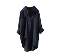 Leinenbluse Damen Lang Sommer Leinenhemd Knopfleiste Hemd Casual Lose Musselin Bluse Große Größen Leinen Shirt Longbluse Blusenshirt Oberteile Tunika Tops Sommerblusen Leicht Und Luftig