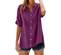 Leinenbluse Damen Langarm Shirt Top Stand Solid Color Sleeve Collar Casual Women's Tshirt Baumwolle Shirts Mode Für Oversized Oversize Blusen Kurzarm Bluse Sommer Elegant Große Größen T Tunika Rot