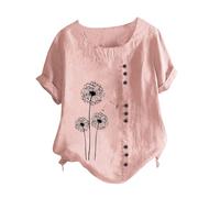 Leinenbluse Damen, Leinen Bluse Leicht Und Luftig Shirt Top Tunika Blusentop Elegante Sommer Leinenshirt Baumwolle Kurzarm Oberteil, Bluse Große Größen Damen