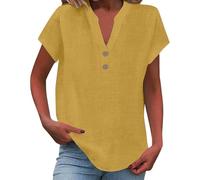 Leinenbluse Damen Sommer Langarm Button Shirt Top Stand Volltonfarbe Ärmel Kragen Casual Tshirt Elegant Blusenshirt T-Shirts Blusen Oversize Bluse Lang Shirts Longshirts Kurzarm T-Shirt Große Khaki