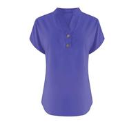 Leinenbluse Damen Sommer Langarm Button Shirt Top Stand Volltonfarbe Ärmel Kragen Casual Tshirt Elegant Blusenshirt T-Shirts Blusen Oversize Bluse Lang Shirts Longshirts Kurzarm T-Shirt Große