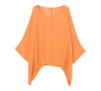 Leinenbluse Damen Sommer Oberteile Große Größen T Shirt Damen Langarm Fledermausärmel Asymmetrische Saum Bluse Tunika Top Lockere Lässige Baumwolle Leinen Pullover Blusen & Tuniken für Damen