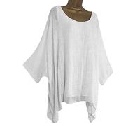 Leinenbluse Damen Sommer - Oberteile Große Größen T Shirt Damen Langarm Fledermausärmel Asymmetrische Saum Bluse Tunika Top Lockere Lässige Baumwolle Leinen Pullover Blusen & Tuniken für Damen