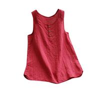 Leinenbluse Damen Sommer - Oversize Shirt Damen Ärmellos, Tank Top Vintage Bluse Baumwolle Leinen T-Shirt Tunika Große Größen Locker Lässig Blusenshirt Tanktop Blusen & Tuniken für Damen