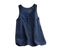 Leinenbluse Damen Sommer - Oversize Shirt Damen Ärmellos, Tank Top Vintage Bluse Baumwolle Leinen T-Shirt Tunika Große Größen Locker Lässig Blusenshirt Tanktop Blusen & Tuniken für Damen