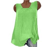 Leinenbluse Damen Sommer - Tank Top Sexy Ärmelloses Shirt Damen Bluse Leicht Luftig Baumwolle Leinen Tanktop Oberteile Einfarbig Lockere Tunika Große Größen Tops Blusen & Tuniken für Damen
