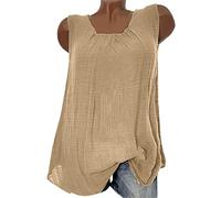 Leinenbluse Damen Sommer - Tank Top Sexy Ärmelloses Shirt Damen Bluse Leicht Luftig Baumwolle Leinen Tanktop Oberteile Einfarbig Lockere Tunika Große Größen Tops Blusen & Tuniken für Damen