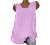 Leinenbluse Damen Sommer - Tank Top Sexy Ärmelloses Shirt Damen Bluse Leicht Luftig Baumwolle Leinen Tanktop Oberteile Einfarbig Lockere Tunika Große Größen Tops Blusen & Tuniken für Damen