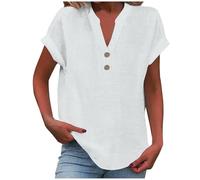 Leinenbluse Damen V-Ausschnitt Große Größen Musselin Bluse Leicht und Luftig Sommerblusen Mode Damen 2025 Tshirt Lose Sommer Tunika Oberteile Oversize Coole Shirts Fra Elegant Blusenshirt Kleidung