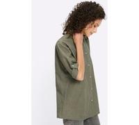 Hemdbluse HEINE, Damen, Gr. 40, grün (khaki), 55% Leinen, 45% Baumwolle, unifarben, Rundhals, Blusen Hemdbluse (96939200-40) khaki