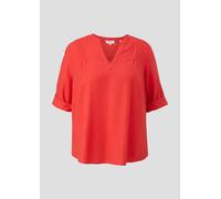 Leinenbluse mit 3/4-Arm und Raffung 48 rot 2151686.2590.48