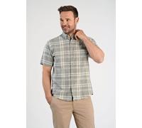 Leinenhemd BISON "Leinenhemd (Kurzarm) Regular Fit", Herren, Gr. XXL, Normalgrößen, grün (faded grün), Obermaterial: 55% Leinen, 45% Baumwolle, Hemden (71557444-XXL) faded grün