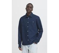 Leinenhemd BLEND "BHBAY LINEN", Jungen, Gr. L, US-Größen, marineblaus, 55% Leinen, 45% Baumwolle, unifarben, Basic, Basic normal, ohne Ausschnitt, weit abgesteppt, Hemden, Stilvolles Langarmhemd aus L