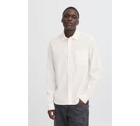 Leinenhemd BLEND "BHBAY LINEN", Herren, Gr. M, US-Größen, weiß (snow weiß), 55% Leinen, 45% Baumwolle, unifarben, Basic, Basic normal, ohne Ausschnitt, weit abgesteppt, Hemden, Stilvolles Langarmhemd
