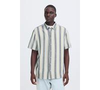 Leinenhemd BLEND "BHBobby Linen Mix", Herren, Gr. L, US-Größen, copen blau, 55% Leinen, 45% Viskose, gestreift, Basic, Basic normal, ohne Ausschnitt, gerader Abschluss, Hemden, Gestreiftes Leinenhemd 