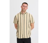 Leinenhemd BLEND "BHBobby Linen Mix", Herren, Gr. XL, US-Größen, oil grün, 55% Leinen, 45% Viskose, gestreift, Basic, Basic normal, ohne Ausschnitt, gerader Abschluss, Hemden, Gestreiftes Leinenhemd (