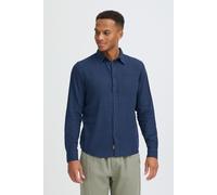 Leinenhemd BLEND "BHLinex", Herren, Gr. XXL, US-Größen, marineblaus, 55% Leinen, 45% Viskose, unifarben, Basic normal, hoch geschlossener Ausschnitt, 2-Knopf-Manschette, Hemden, Stilvolles Langarmhemd