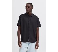 BLEND Kurzarmhemd Herren Regular Fit Leinen schwarz, L