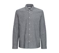 Langarmhemd BLEND "BHABAN SHIRT PP NOOS", Herren, Gr. L, N-Gr, salute, Web, Obermaterial: 70% Baumwolle, 30% Leinen, Leinenoptik, unifarben, regular fit, Krempelärmel 1-Knopf-Manschette mit Schlitz, H