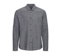 Leinenhemd BLEND "Leinenhemd BHAban Slub Linen Mix", Herren, Gr. S, N-Gr, schwarz (schwarz beauty), Obermaterial: 70% Baumwolle CO. 30% Leinen LI., Hemden (25329763-S) schwarz beauty