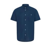 Leinenhemd BLEND "BHBAY LINEN", Jungen, Gr. XL, US-Größen, blau (marineblaus), 55% Leinen, 45% Baumwolle, unifarben, Basic, Basic normal, ohne Ausschnitt, weit abgesteppt, Hemden, Stilvolles Kurzarmhe