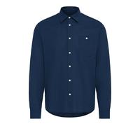 BLEND Langarmhemd Herren Regular Fit Leinen blau, XL